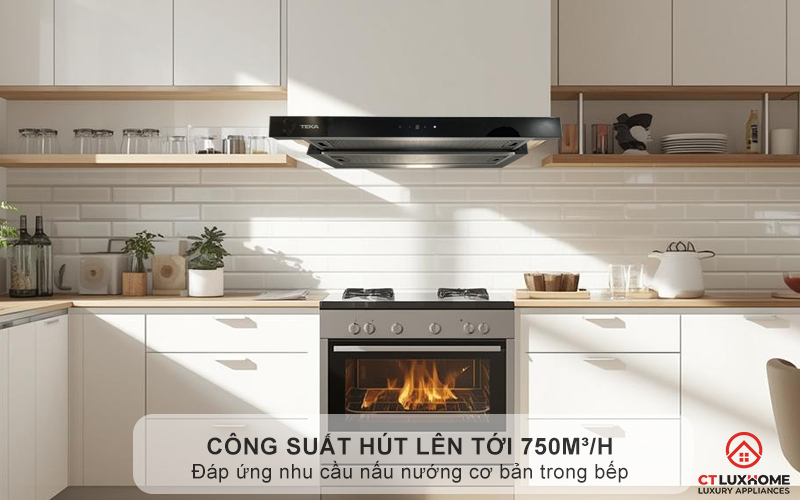 Hút mùi nhanh chóng trong không gian lớn với công suất hút lên tới 750m³/h
