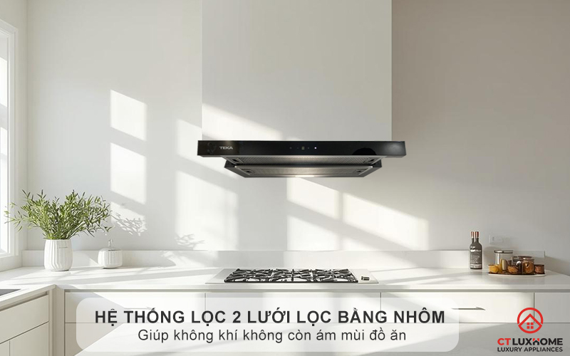 Hệ thống lọc 2 lưới lọc bằng nhôm giúp không khí không còn ám mùi đồ ăn