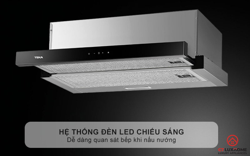 Hệ thống đèn LED chiếu sáng, dễ dàng quan sát bếp khi nấu nướng