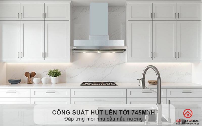 Hút mùi nhanh chóng nhờ công suất hút lên tới 745m³/h