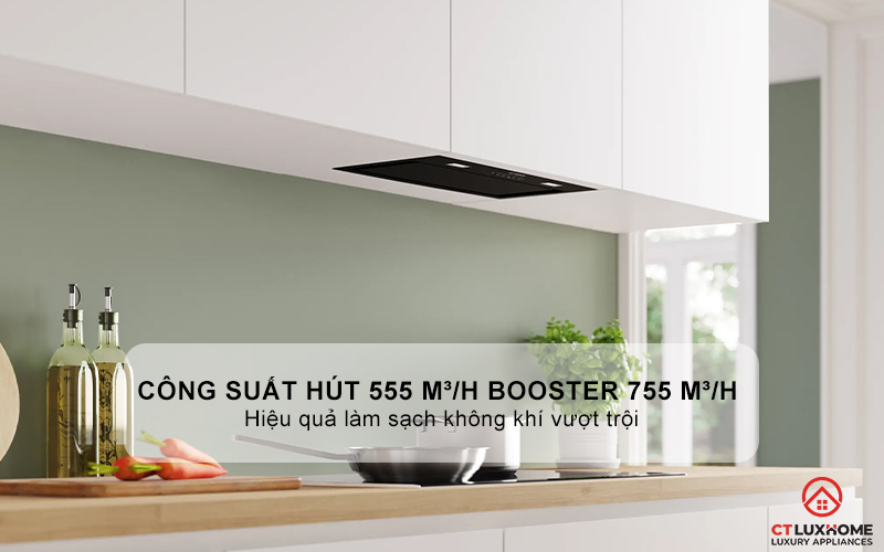 Công suất hút mạnh mẽ lên đến 555 m³/h booster 755 m³/h