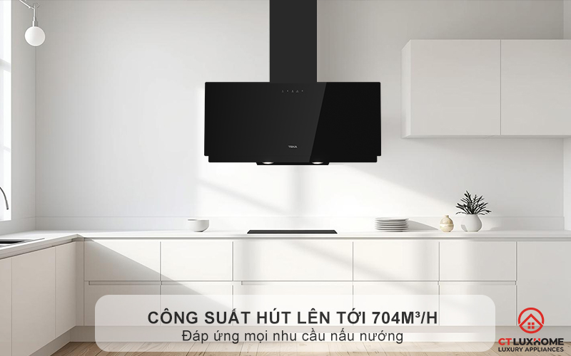 Hút mùi nhanh chóng nhờ công suất hút lên tới 704m³/h