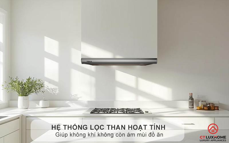 Hệ thống lọc 2 lưới lọc bằng nhôm giúp không khí không còn ám mùi đồ ăn