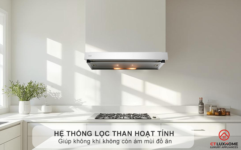 Hệ thống lọc than hoạt tính giúp không khí không còn ám mùi đồ ăn