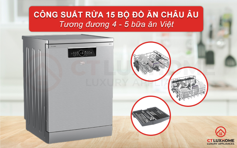 MÁY RỬA CHÉN ĐỘC LẬP BEKO BDFN36530XC 15 BỘ SẤY HÉ CỬA 2