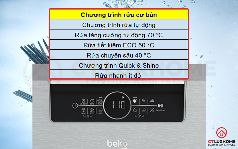 MÁY RỬA CHÉN ĐỘC LẬP BEKO BDFN36530XC 15 BỘ SẤY HÉ CỬA 3