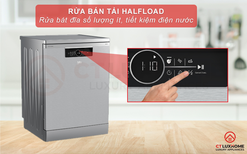 MÁY RỬA CHÉN ĐỘC LẬP BEKO BDFN36530XC 15 BỘ SẤY HÉ CỬA 10