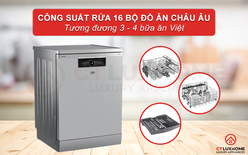 MÁY RỬA BÁT ĐỘC LẬP BEKO BDFN36641XA 16 BỘ SẤY HÉ CỬA 2