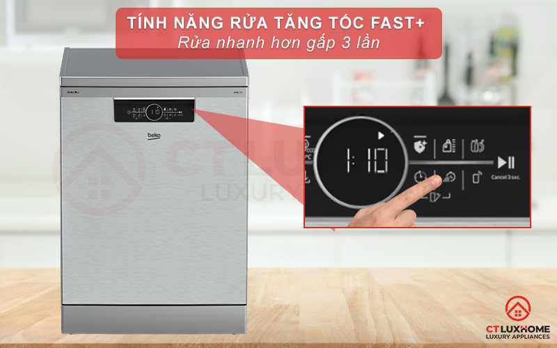 MÁY RỬA BÁT ĐỘC LẬP BEKO BDFN36641XA 16 BỘ SẤY HÉ CỬA 9