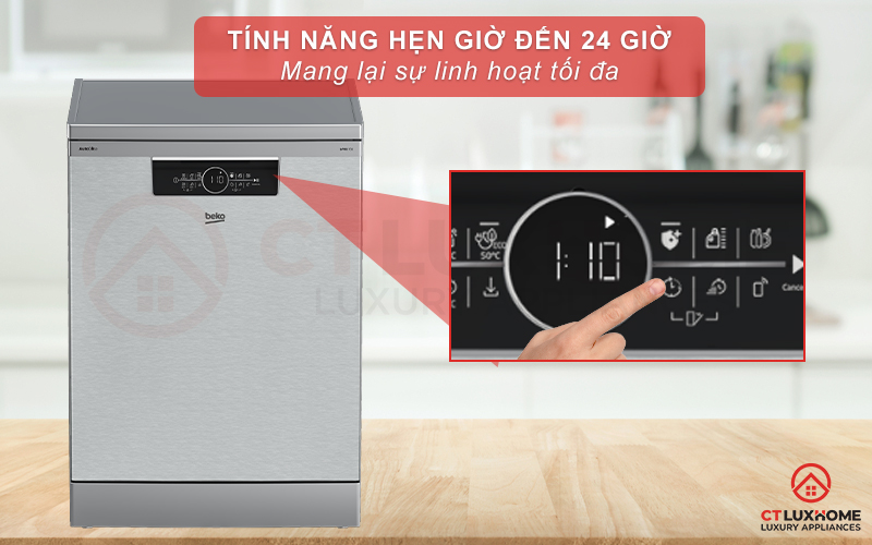 MÁY RỬA BÁT ĐỘC LẬP BEKO BDFN36641XA 16 BỘ SẤY HÉ CỬA 8