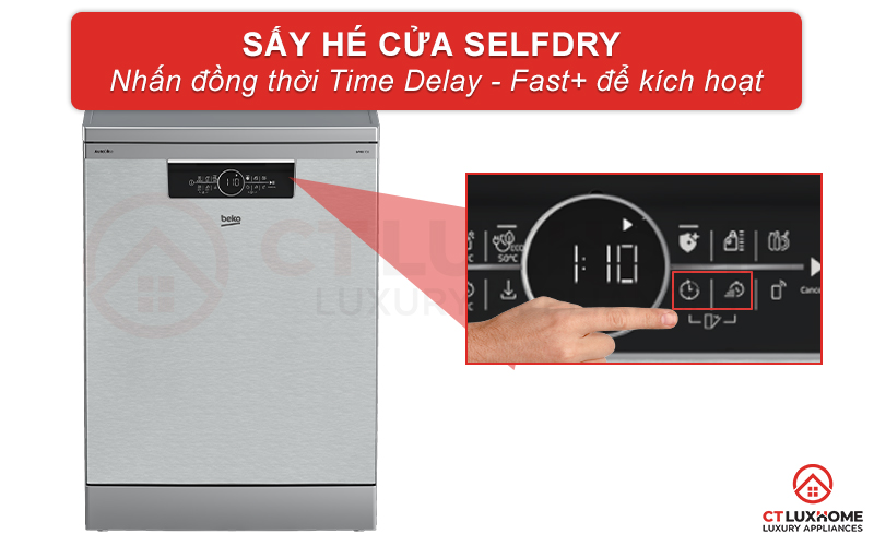 MÁY RỬA BÁT ĐỘC LẬP BEKO BDFN36641XA 16 BỘ SẤY HÉ CỬA 7