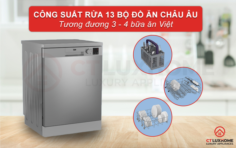 MÁY RỬA BÁT ĐỘC LẬP BEKO DVN05320X 13 BỘ 2