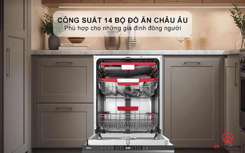 Dung tích lớn, sức chứa lên tới 14 bộ bát đĩa