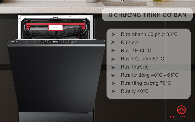 8 chương trình rửa đa dạng - phù hợp từng loại bát đĩa