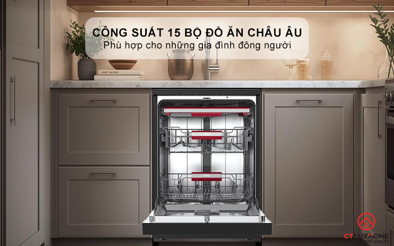 Dung tích lớn, sức chứa lên tới 15 bộ bát đĩa