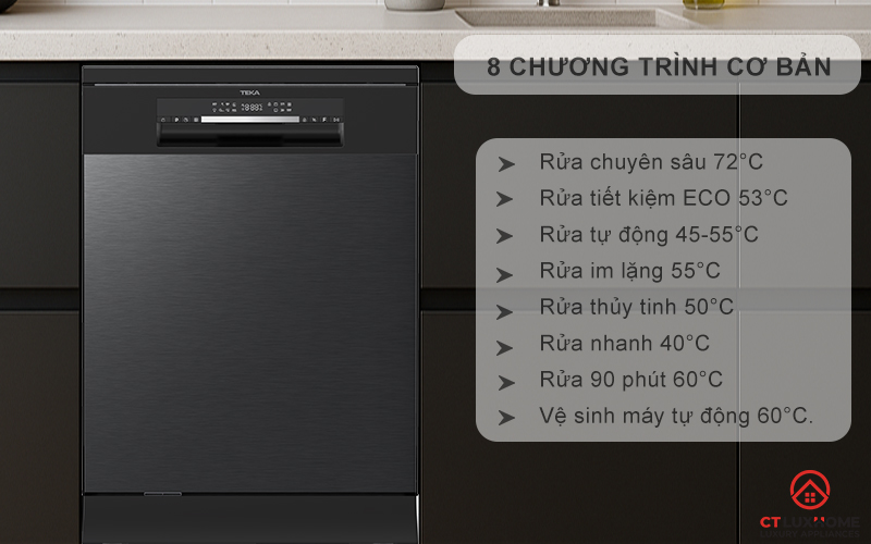 8 chương trình rửa đa dạng - phù hợp từng loại bát đĩa