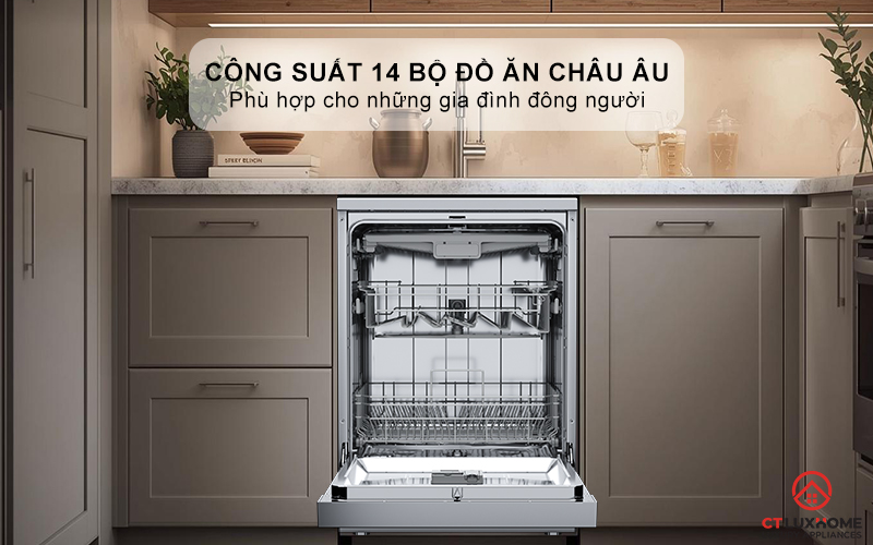 Dung tích lớn, sức chứa lên tới 14 bộ bát đĩa
