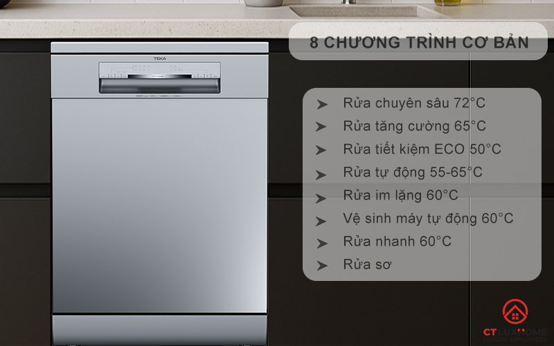 8 chương trình rửa đa dạng - phù hợp từng loại bát đĩa