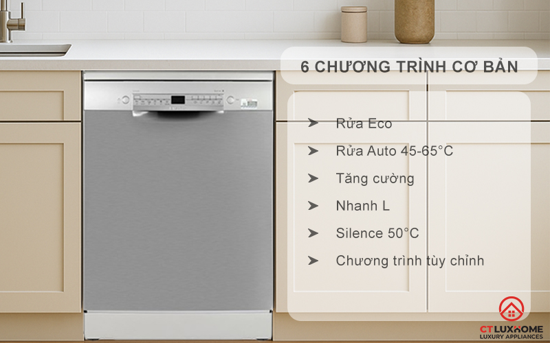 Tùy chọn đa dạng 6 chương trình rửa cơ bản phục vụ nhu cầu sử dụng