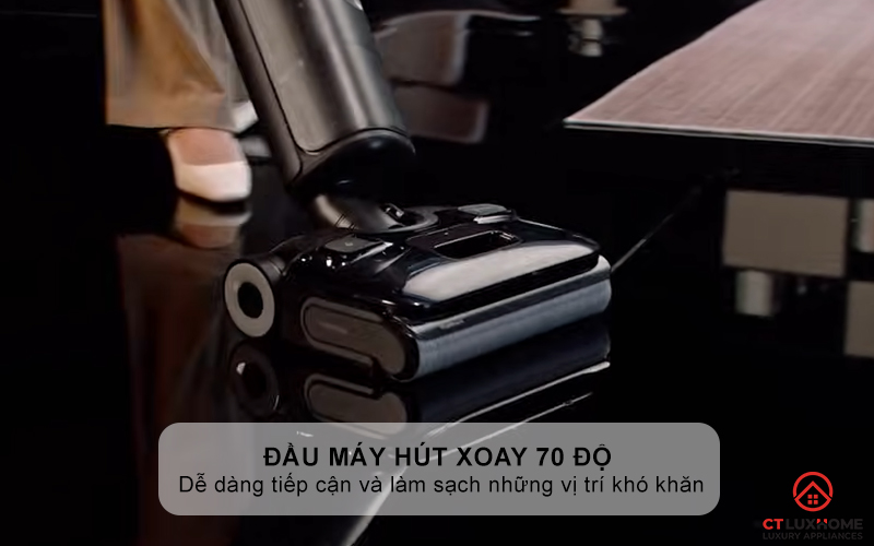 Đầu máy hút xoay 70 độ - Dễ dàng tiếp cận và làm sạch những vị trí khó khăn