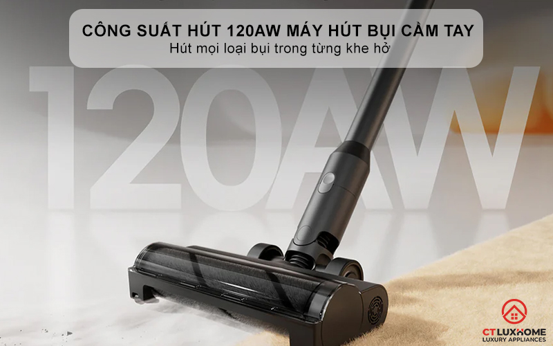 Công suất hút 120AW của máy hút bụi cầm tay- Hút mọi loại bụi trong từng khe hở