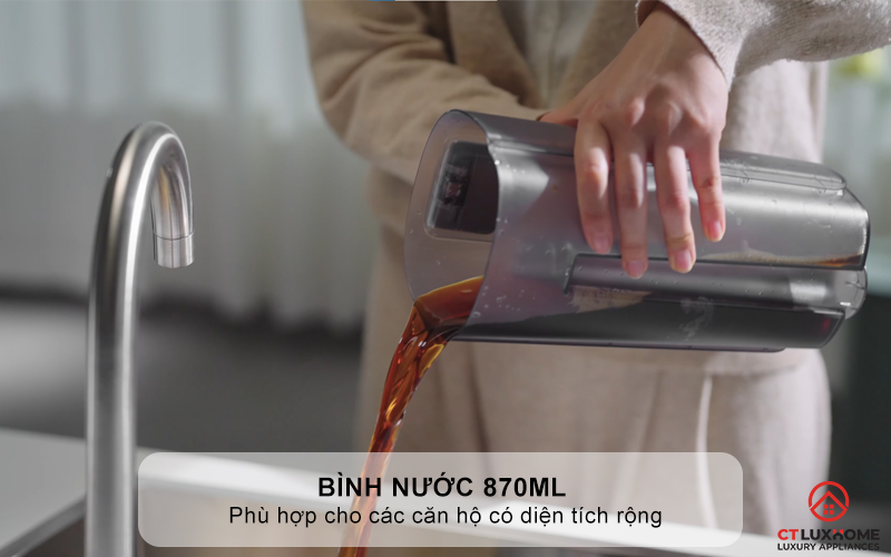 Bình chứa nước sạch với dung tích lớn lên tới 870ml