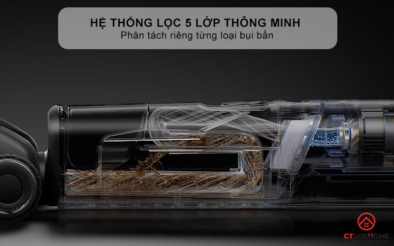 Hệ thống lọc 5 lớp thông minh - Phân tách riêng từng loại bụi bẩn, bảo vệ động cơ có tuổi thọ cao