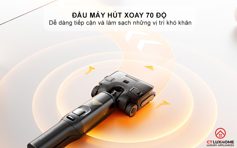 Đầu máy hút xoay 70 độ - Di chuyển máy dễ dàng trong từng vị trí