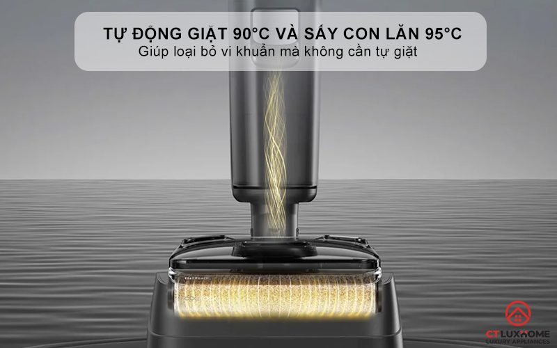 Tính năng giặt giẻ với nhiệt độ cao 90°C giúp loại bỏ vi khuẩn mà không cần tự giặt