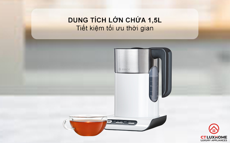 ẤM ĐUN NƯỚC SIÊU TỐC BOSCH TWK8611P STYLINE 2400W CÓ ĐIỀU CHỈNH NHIỆT ĐỘ 3