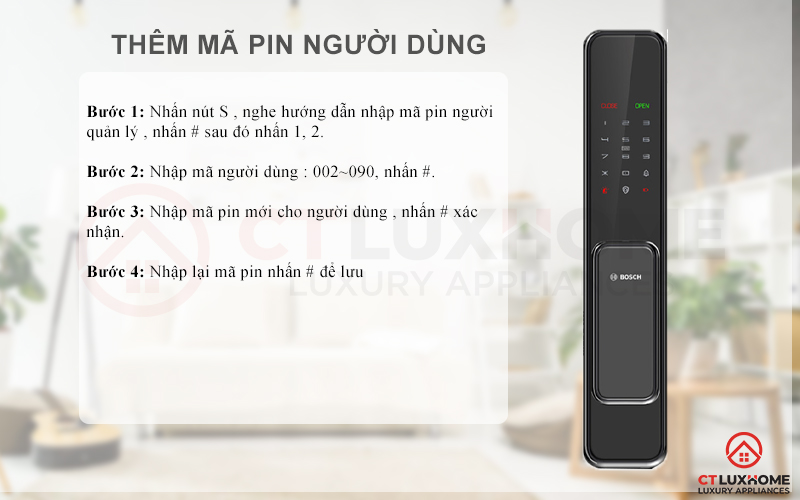 Thêm mã pin người dùng