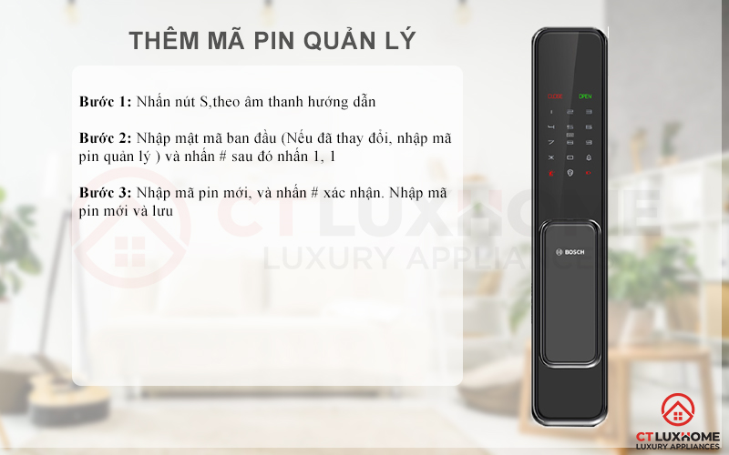 Thêm mã pin quản lý