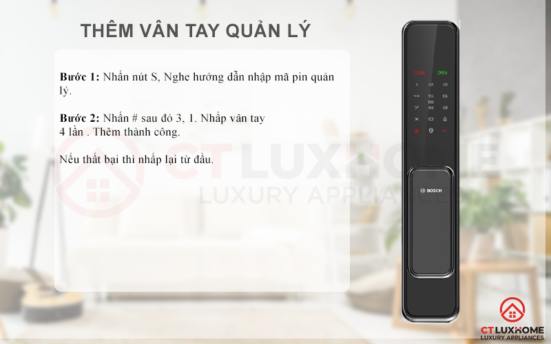 Thêm vân tay quản lý