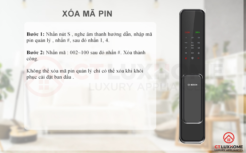 Xóa mã pin