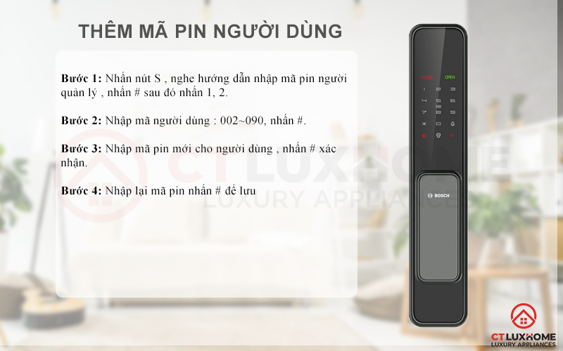 Thêm mã pin người dùng