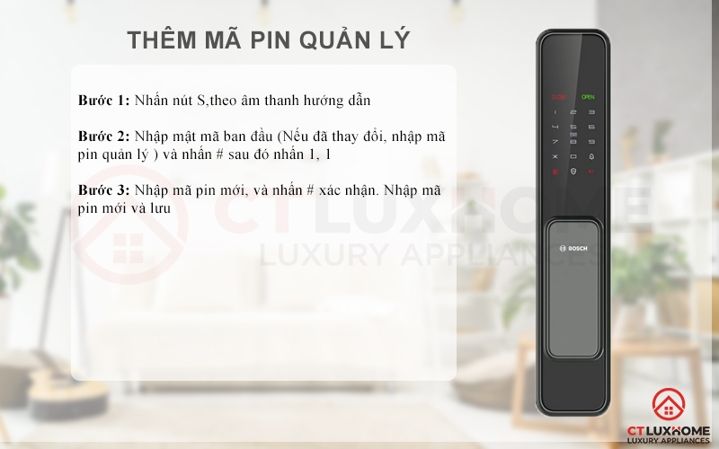 Thêm mã pin quản lý