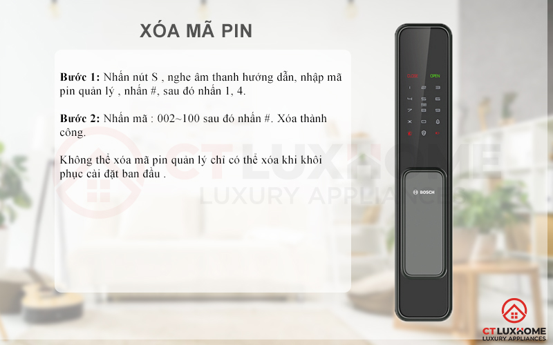 Xóa mã pin