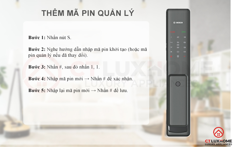 thêm mã pin