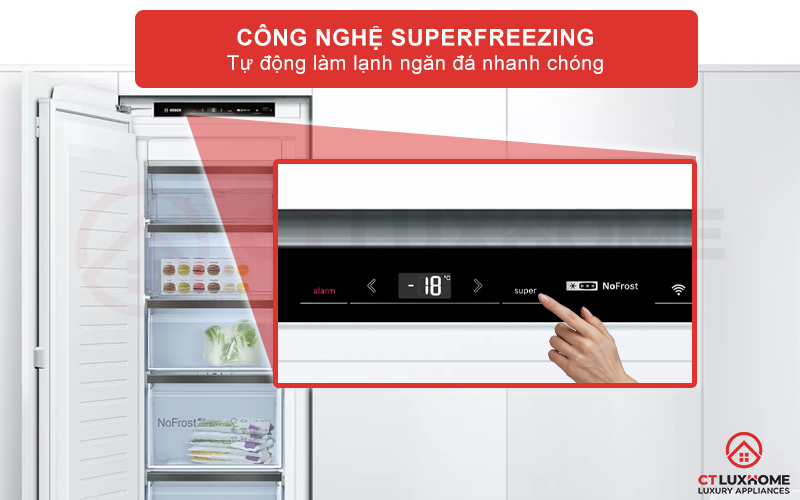 Công nghệ Superfreezing tự động làm lạnh ngăn đá nhanh chóng