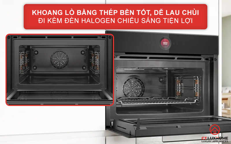 LÒ NƯỚNG KÈM VI SÓNG ÂM TỦ BOSCH CMG7241B1 LÀM SẠCH THỦY PHÂN MÀU ĐEN 5