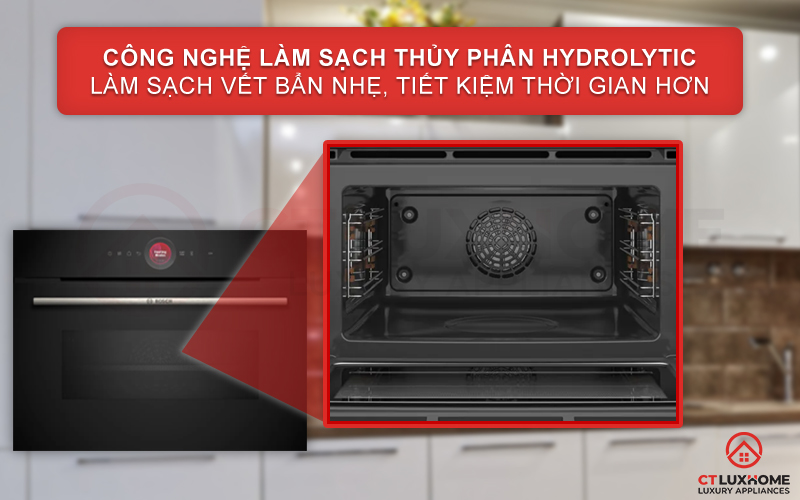 LÒ NƯỚNG KÈM VI SÓNG ÂM TỦ BOSCH CMG7241B1 LÀM SẠCH THỦY PHÂN MÀU ĐEN 6