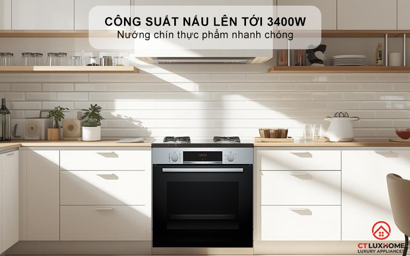 Công suất nấu lên tới 3400W - Khả năng nướng mạnh mẽ