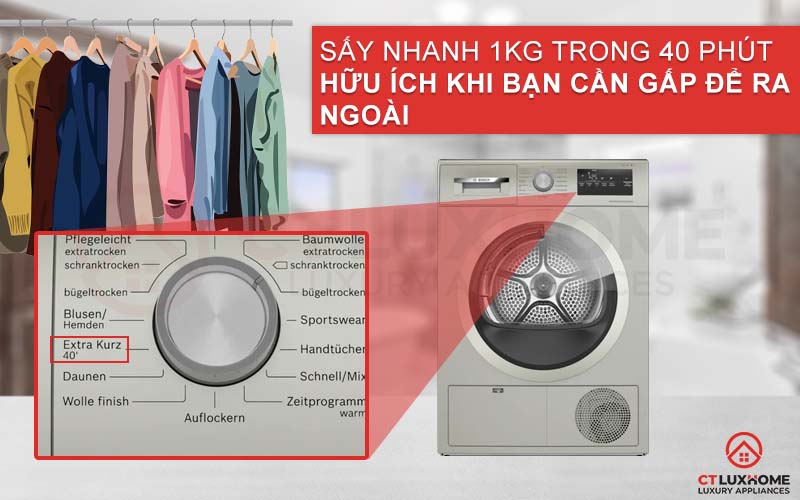 Chế độ sấy nhanh tiết kiệm thời gian