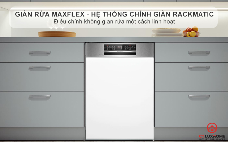 Giàn rửa MaxFlex linh hoạt đi kèm giàn thứ 3 cùng hệ thống chỉnh giàn RackMatic