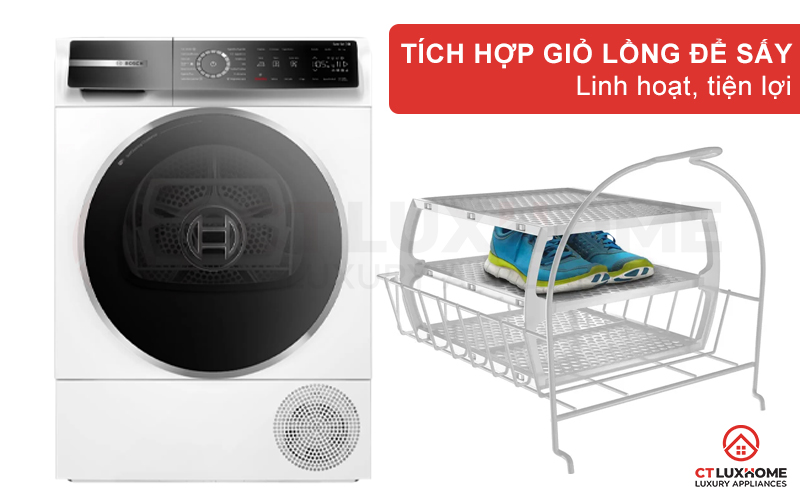 MÁY SẤY BOSCH SERIE 8 WQB246C0ES 9KG CÓ LỒNG SẤY GIÀY 9