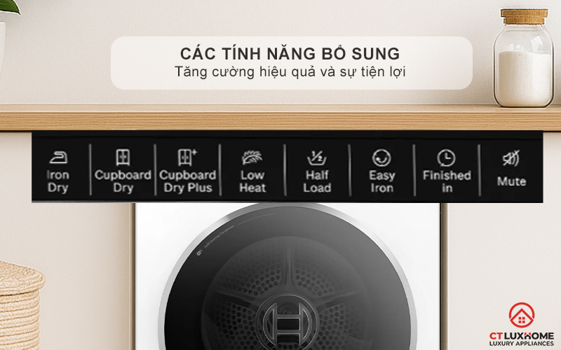 Tối ưu khả năng sấy với các tính năng bổ sung 