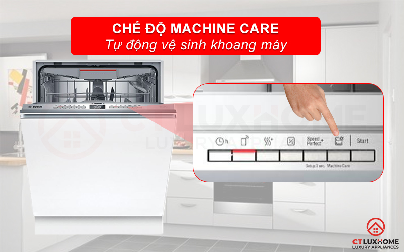 Kích hoạt Machine Care để vệ sinh tự động khoang máy rửa bát