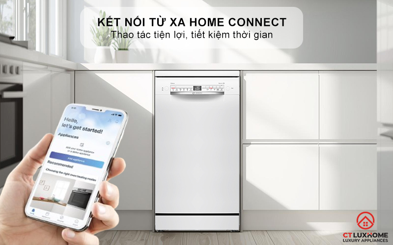 Dễ dàng kết nối và điều khiển máy rửa bát từ xa trên điện thoại thông qua ứng dụng “Home connect”