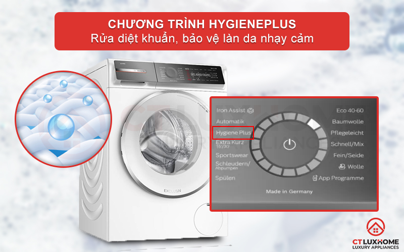 Chương trình Hygiene Plus giặt diệt khuẩn, bảo vệ làn da nhạy cảm