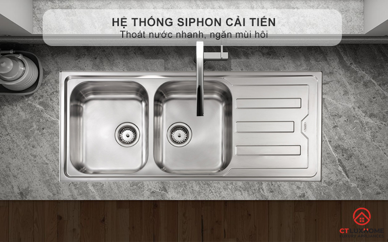 Hệ thống Siphon cải tiến thoát nước nhanh, ngăn mùi hôi